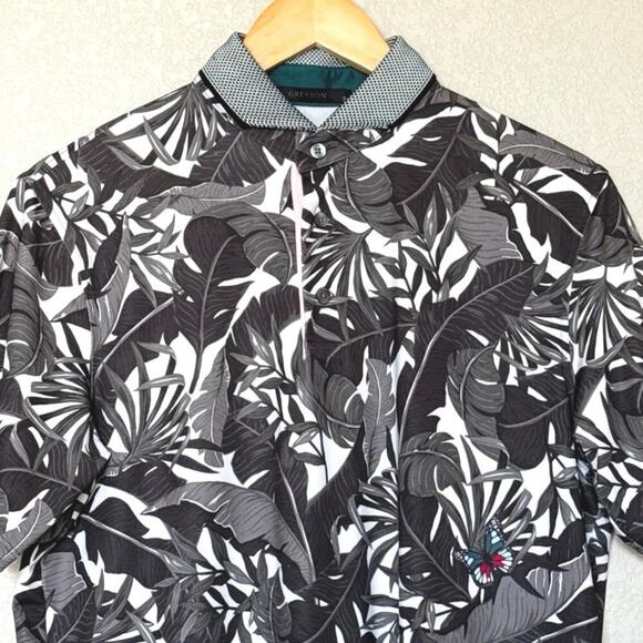 Greyson Golf Polo Shirt Men’s Size S Floral Butterfly Gray Arctic Lost World EUC - Picture 5 of 9